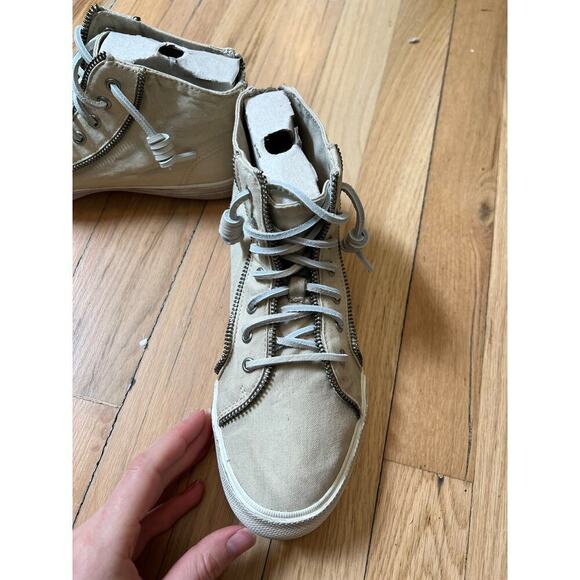 NEW Sperry X Rebecca Minkoff Women's 7.5 Washed Canvas High Top Sneaker Tan - Picture 5 of 12